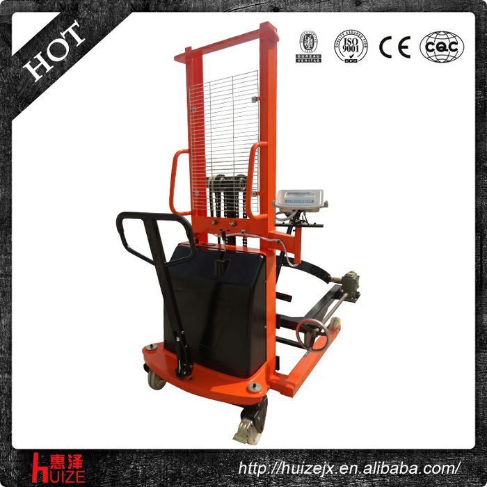 半電動(dòng)稱重油桶車(chē)（夾鐵桶，手搖翻轉(zhuǎn)倒料）